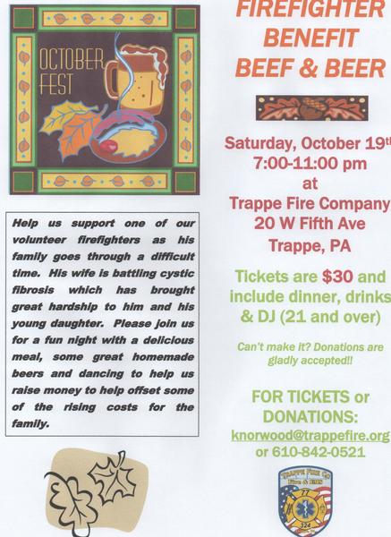 Benefit Beef and Beer Fundraiser - Trappe Fire Company