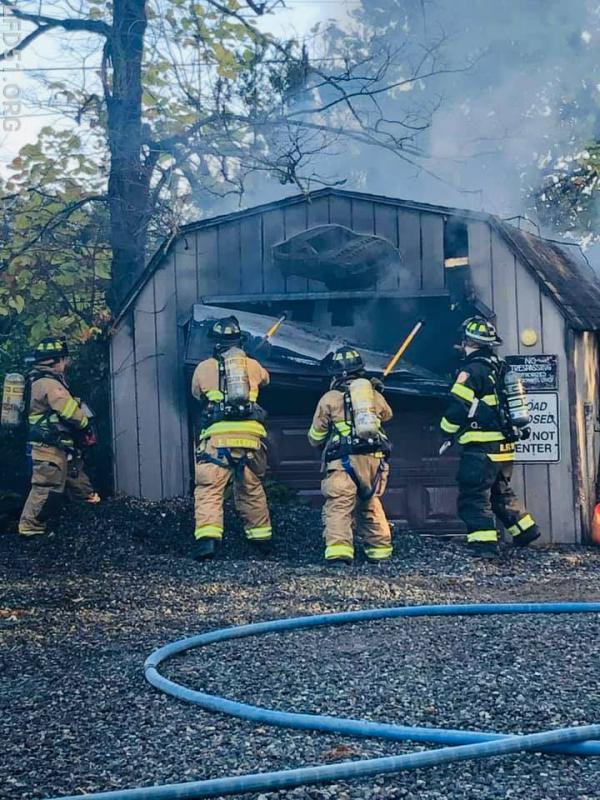 shed fire in limerick township - trappe fire company